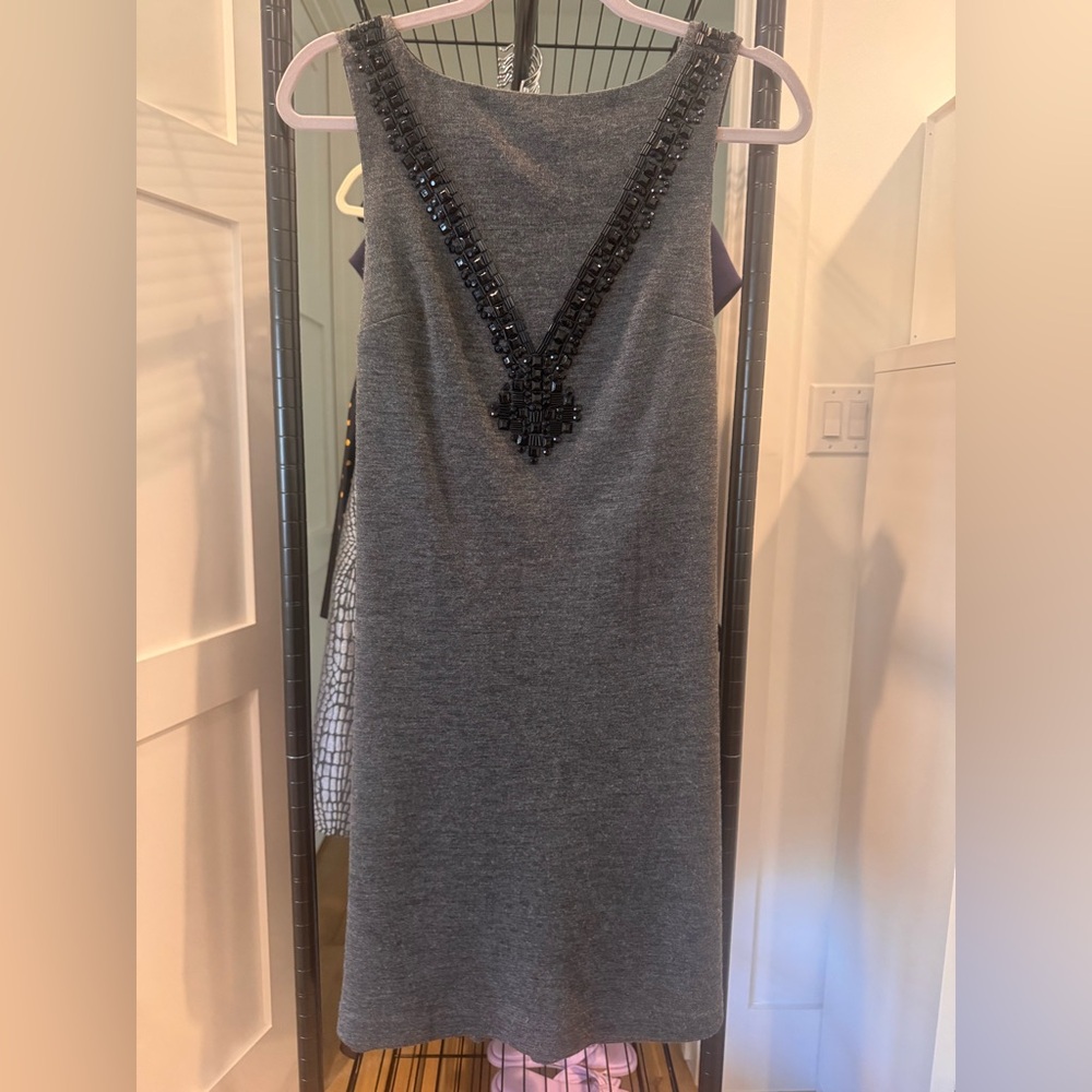 Tory Burch Gray Strapless Dress with Black Accents